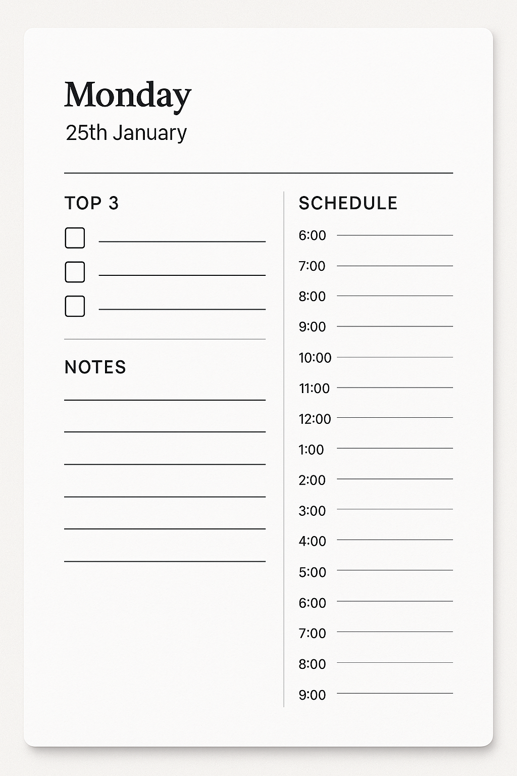 Daily spread example
